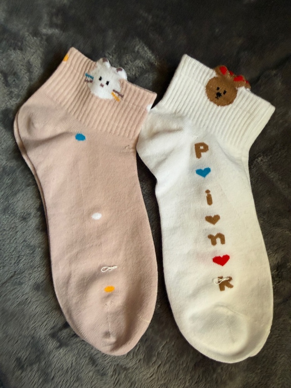 Ankle Socks - Pink & White Playful Pair